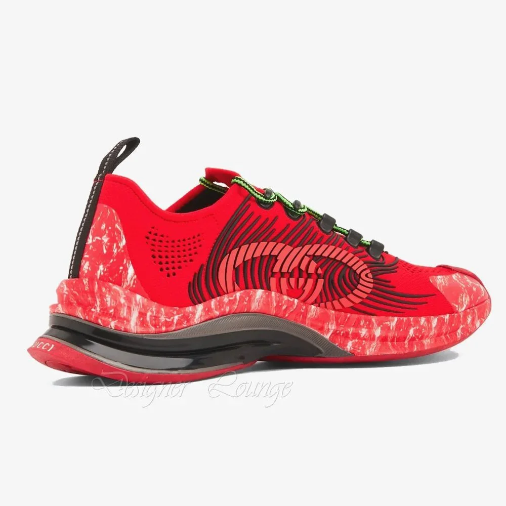 NEW GUCCI Run GG Logo Red/Black Men’s Low Top Sneakers Size G 9.5 US 10 Authent